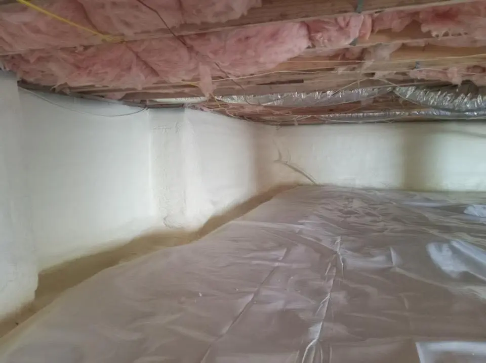 Crawl space encapsulation with closed-cell spray foam for Metal Roof Coating in Newport
